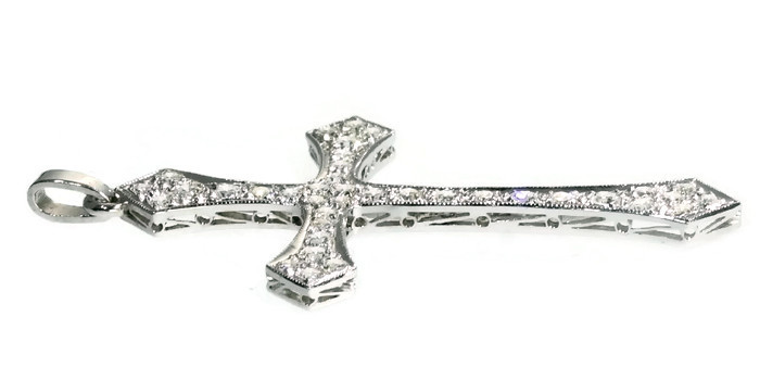 Estate platinum diamond cross